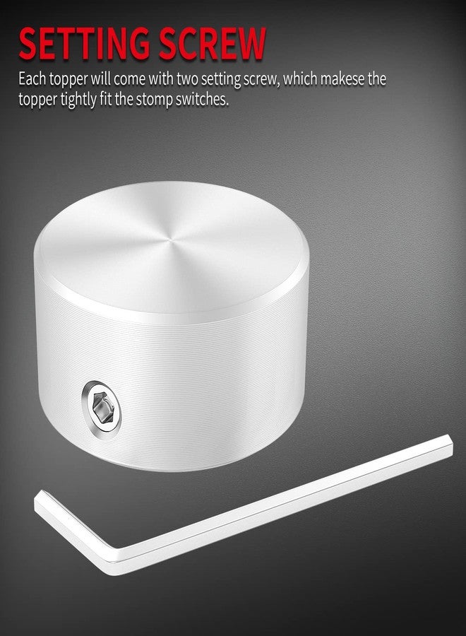 DaierTek Footswitch Topper Metal Foot Switch Topper with 2 Set Screws Rubber Insert Pedal Buttons Cap Silver for Guitar Effect Pedal Stomp Foot Switch -8Pcs - Image 4